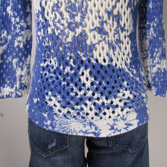 CHICOS Zenergy Open Knit Beach Coastal Grandma Floral Sweater Pullover Top 1 M - Picture 7 of 10
